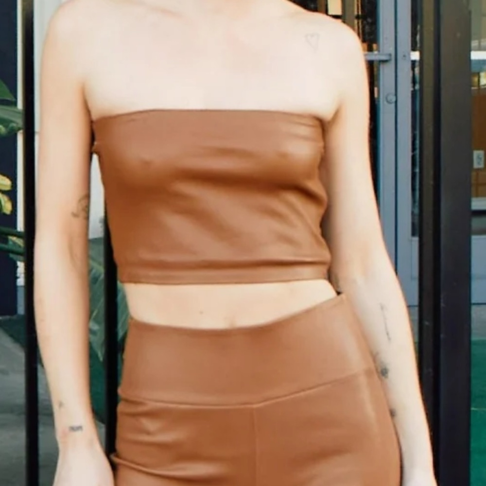 XS Walnut Leather Micro Tube Top